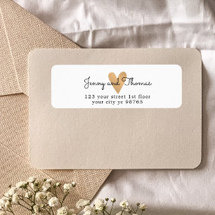 Simple Elegant White Faux Gold Heart Wedding Label