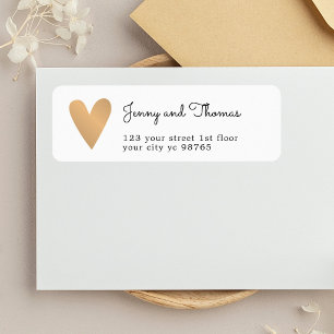 Simple Elegant White Faux Gold Heart Wedding Label