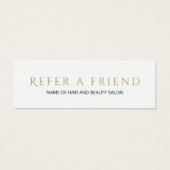 Simple Elegant White Faux Gold Referral Card (Front)