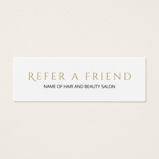 Simple Elegant White Faux Gold Referral Card (Front)