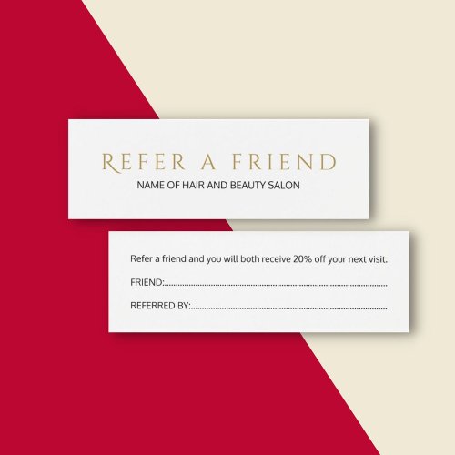 Simple Elegant White Faux Gold Referral Card