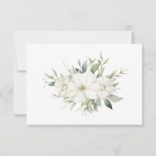 Simple Elegant White Floral Bouquet Flat  Note Card (Front)