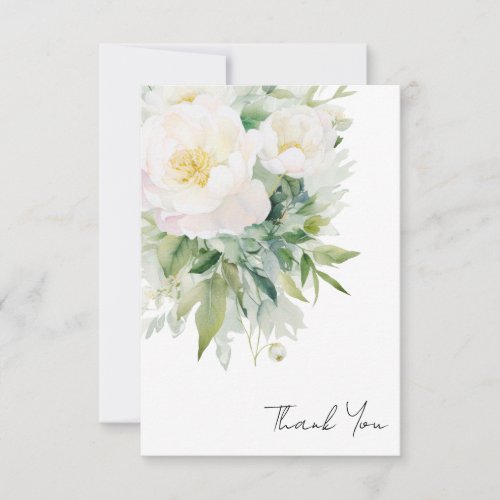 Simple Elegant White Floral Bridal Shower Thank You Card