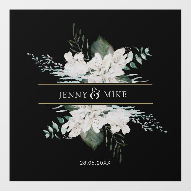 Simple, elegant white flowers wedding floor decals (Front)