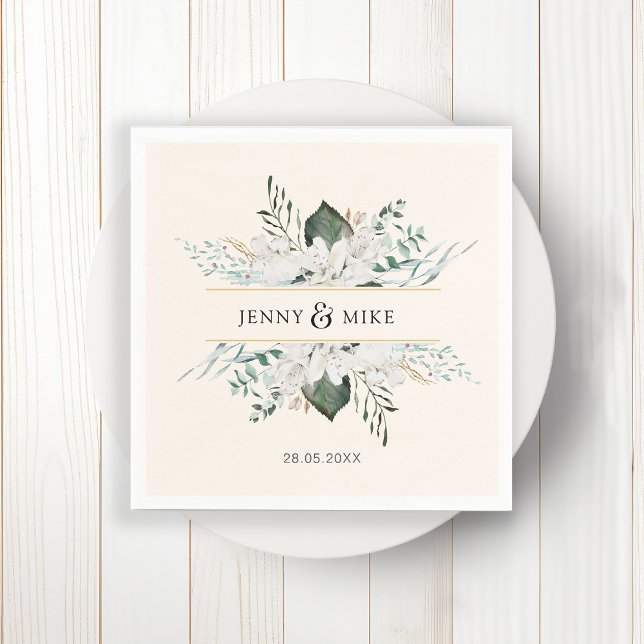 Simple, elegant white flowers wedding napkins (Creator Uploaded)