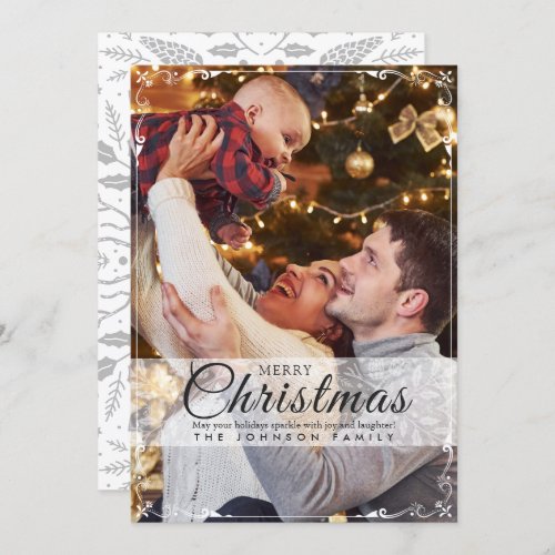 Simple Elegant White Frame Photo Christmas Holiday Card