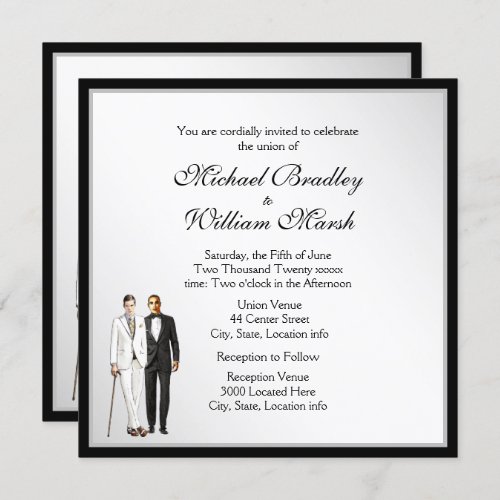 Simple Elegant White Gay Wedding Invite