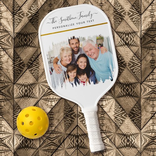  Simple  Elegant White Gold Add Your Family Photo Pickleball Paddle