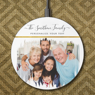 Simple & Elegant White Gold Add Your Family Photo Wireless Charger