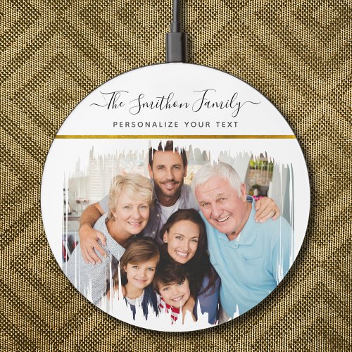  Simple  Elegant White Gold Add Your Family Photo Wireless Charger