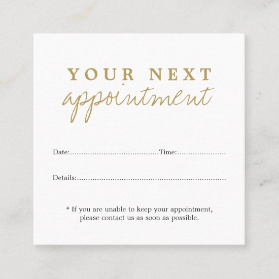 Simple Elegant White Gold Beauty Appointment Card