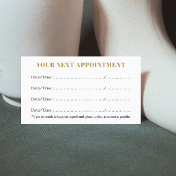 Simple Elegant White Gold Beauty  Appointment Card