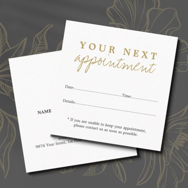 Simple Elegant White Gold Beauty  Appointment Card (Creator Uploaded)