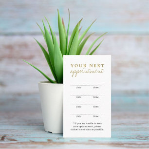 Simple Elegant White Gold Beauty Appointment Card