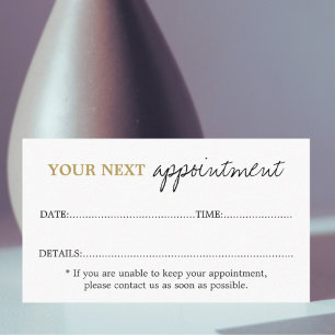 Simple Elegant White Gold Beauty Salon Appointment Card