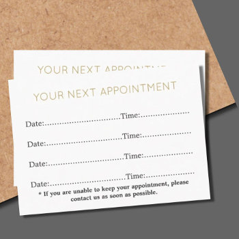 Simple Elegant White Gold Beauty Salon Appointment Card by pro_business_card at Zazzle