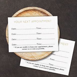 Simple Elegant White Gold Beauty Salon Appointment Card