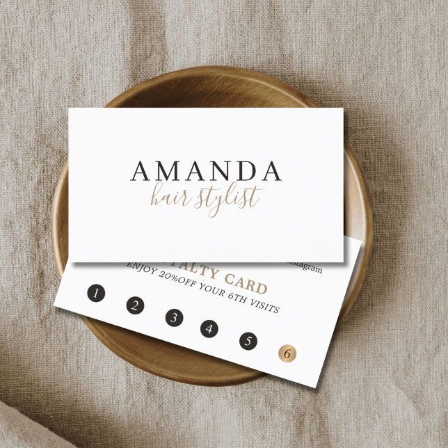 Simple Elegant White Gold Beauty Salon Loyalty Card (Creator Uploaded)