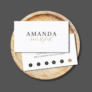 Simple Elegant White Gold Beauty Salon Loyalty Card