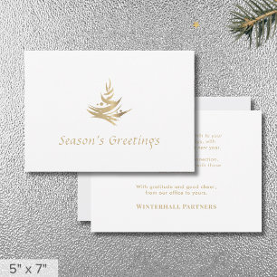 Simple Elegant White Gold Christmas Tree Holiday Card
