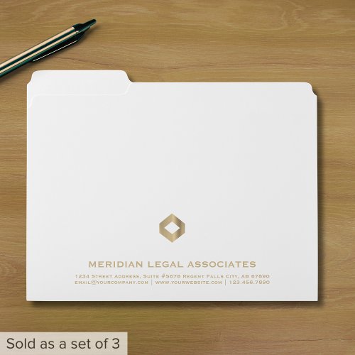 Simple Elegant White Gold Diamond Logo File Folder