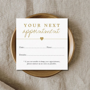 Simple Elegant White Gold Heart Beauty Appointment Card