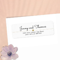 Simple Elegant White Gold Heart Line Wedding Label