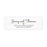 Simple Elegant White Gold Heart Line Wedding Label