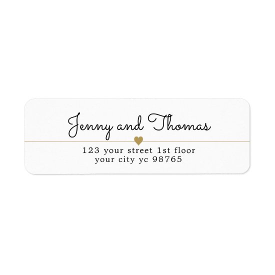 Simple Elegant White Gold Heart Line Wedding Label