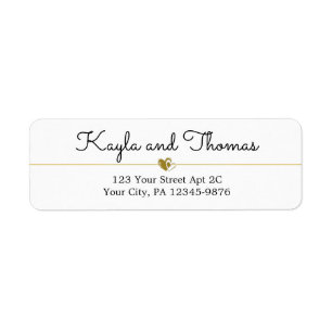 Simple Elegant White Gold Heart Wedding Label