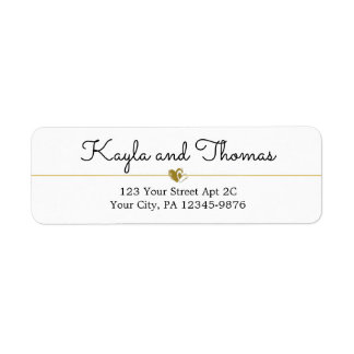 Simple Elegant White Gold Heart Wedding Label