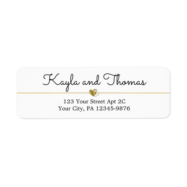 Simple Elegant White Gold Heart Wedding Label (Front)