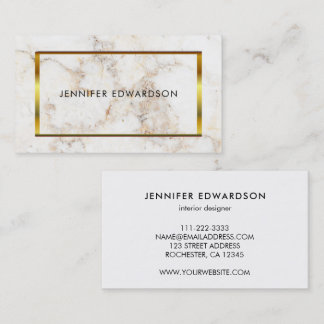 Simple elegant white gold marble professional business card