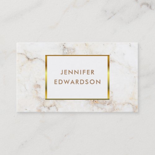 Simple elegant white gold marble professional business card