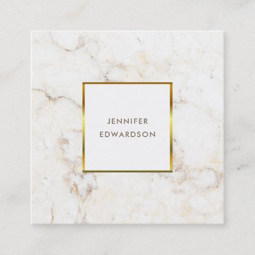 Simple elegant white gold marble professional square business card
