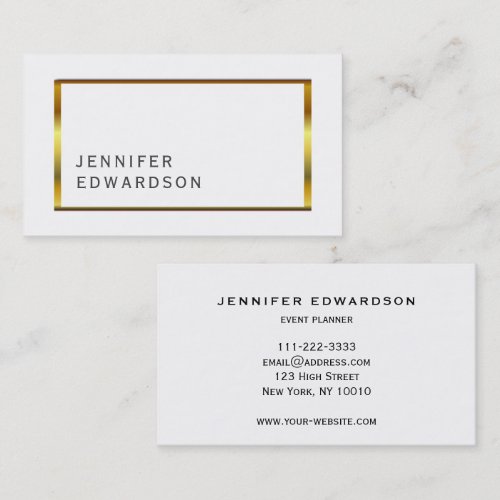 Simple elegant white gold minimalist professional business card