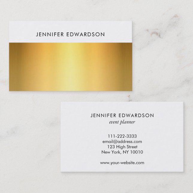 Simple elegant white gold professional business card (Front/Back)