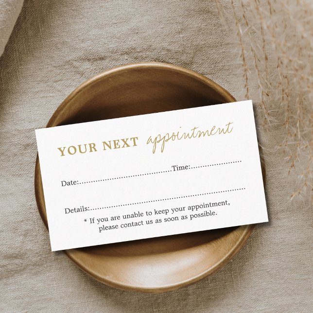 Simple Elegant White Golden Beauty  Appointment Card (Creator Uploaded)