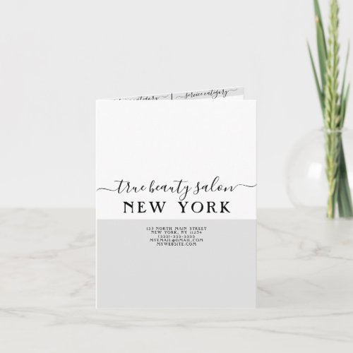 Simple Elegant White Gray Salon Price List Note Card