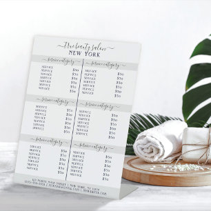 Simple Elegant White Gray Salon Price List Pedestal Sign