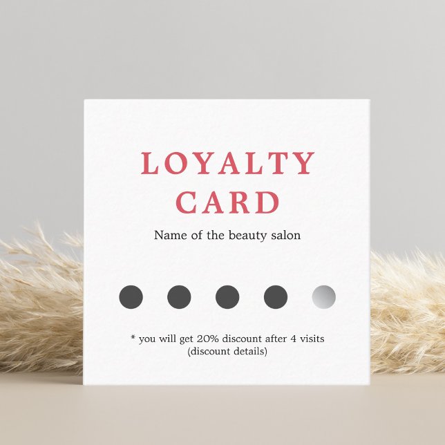 Simple Elegant White Grey Pink Beauty Loyalty Card (Creator Uploaded)