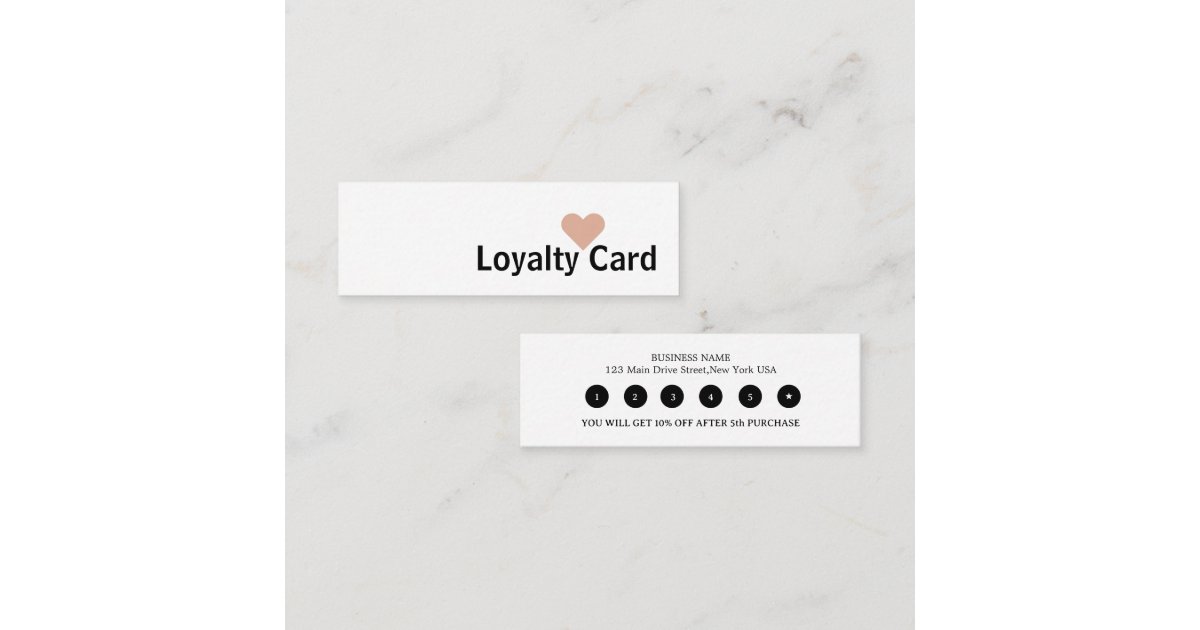 Simple Elegant White Heart Loyalty Card | Zazzle