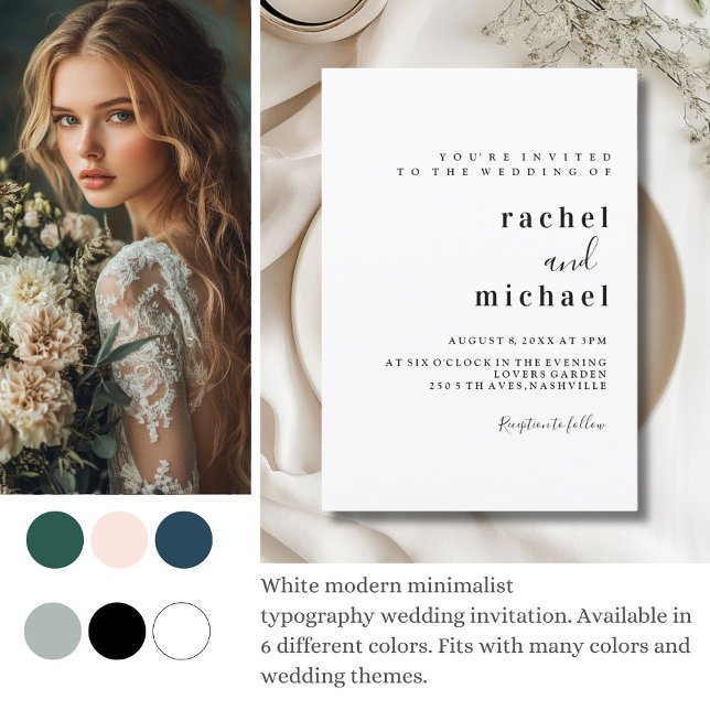 Simple, elegant, white invitation (Simple, elegant, white wedding invitation.)