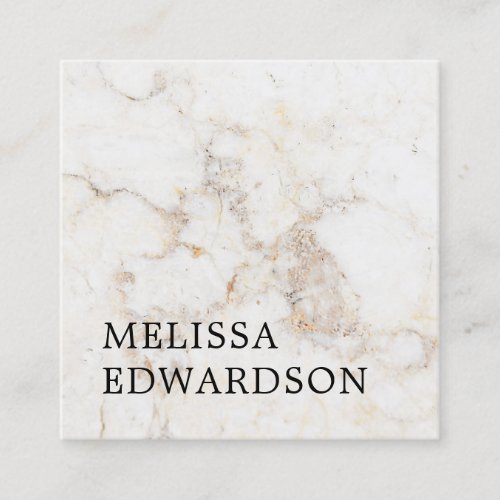 Simple elegant white marble professional square business card