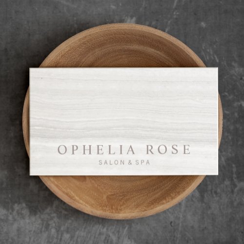 Simple Elegant White Marble  Salon and Spa Business Card