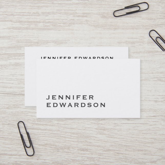 Simple elegant white minimalist professional business card (Front/Back In Situ)