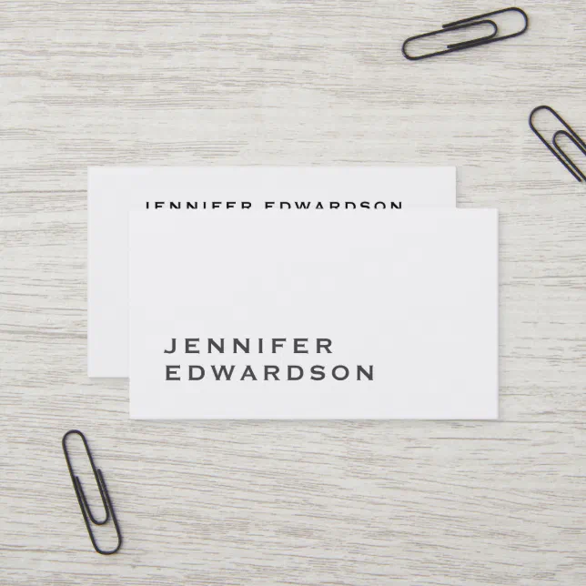 Simple elegant white minimalist professional business card | Zazzle