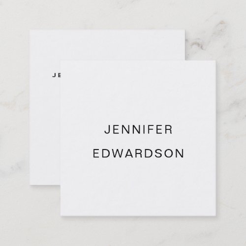 Simple elegant white minimalist professional squar square business card