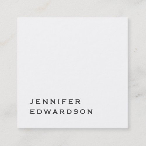 Simple elegant white minimalist professional square business card