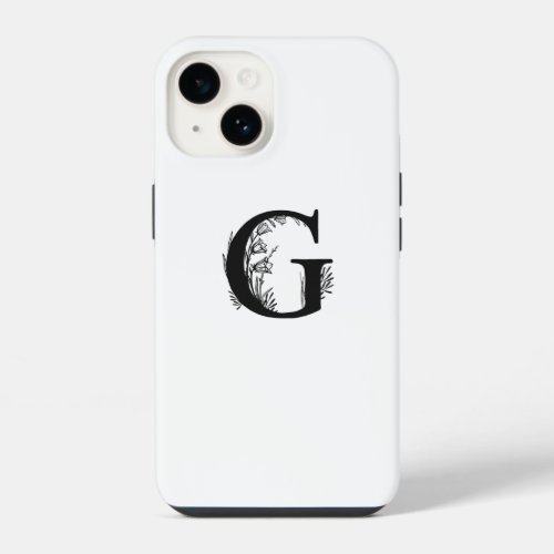 SIMPLE ELEGANT WHITE MONOGRAM LETTER G DESIGN iPhone 14 CASE